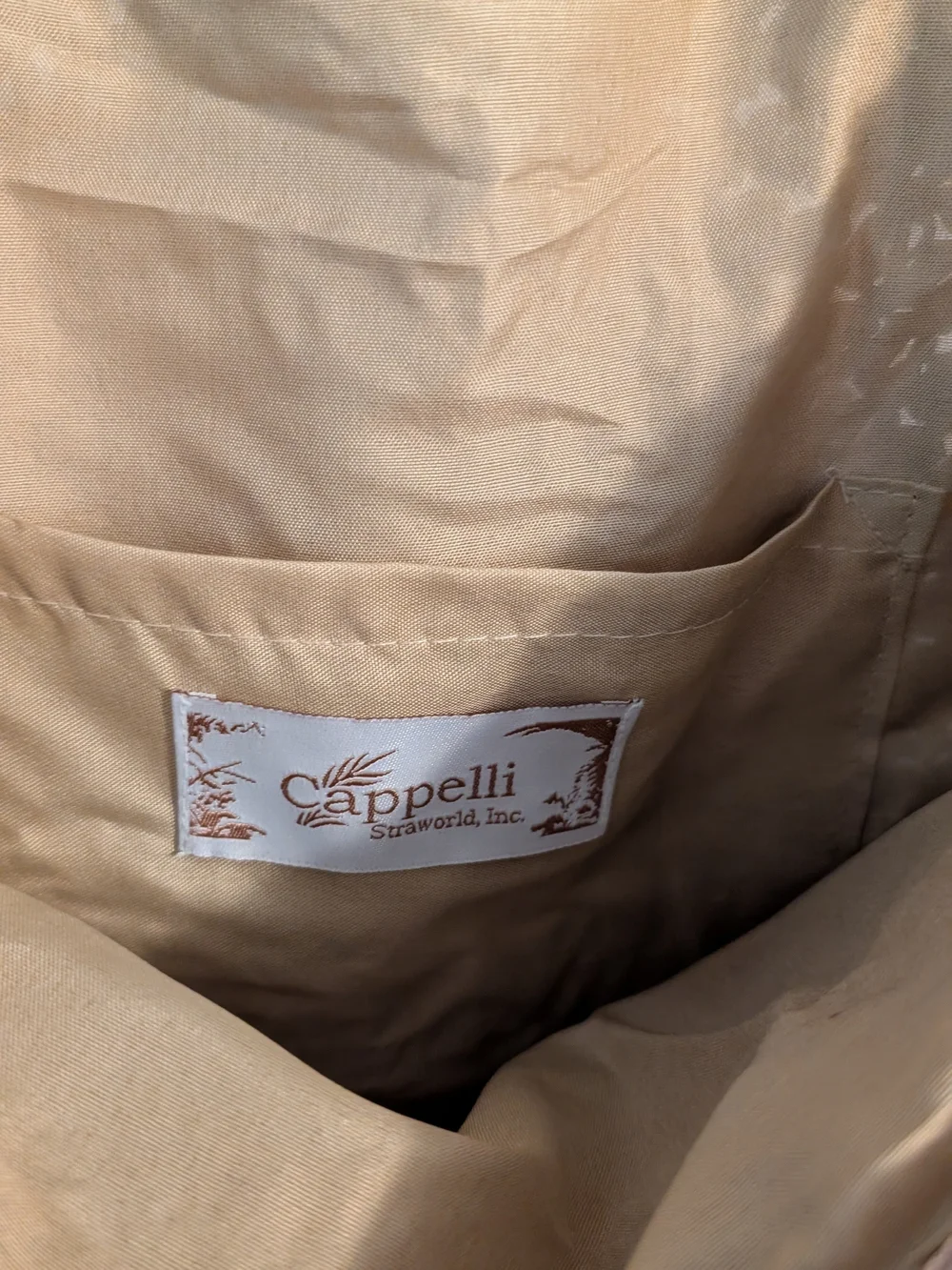 Cappelli Straworld Tan Woven Shoulder Bag with Floral Accent